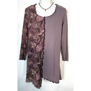 Giselle Shepatin Tunic Top Size M Mesh Purple Boho Fairy Oversize Asymmetric Art